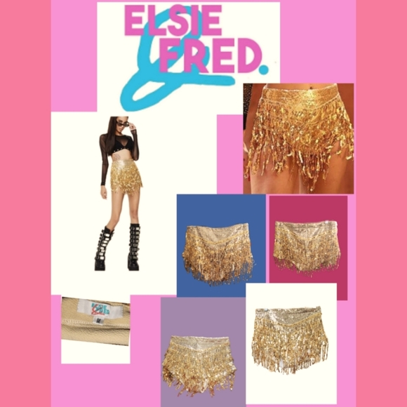 ELSIE AND FRED Pants - ELSIE & FRED LA BAMBA GOLD SEQUINS HOT PANTS SHORTS SIZE M